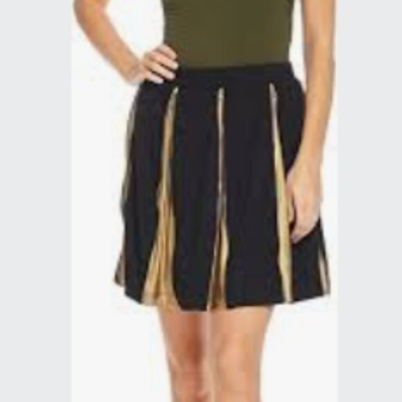 Tov Los Angeles Metallic Zippered Skirt Black/Gold Size XL (14/16) Women's‎ - Picture 1 of 15